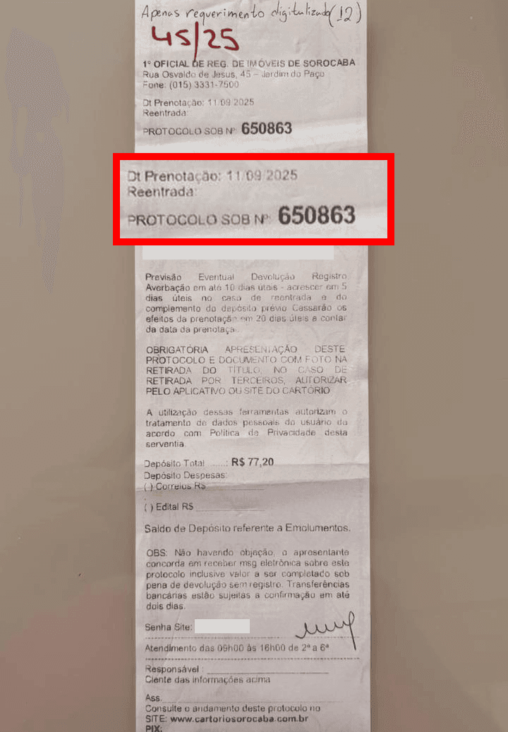 Documento de entrada do processo de usucapião