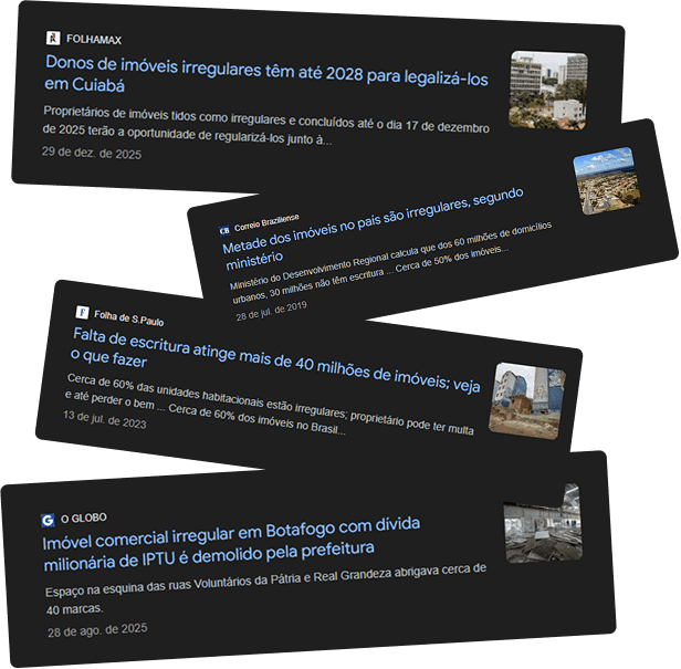Reportagens de mídia sobre imóveis irregulares no Brasil